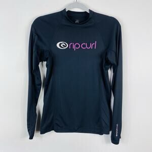 Rip Curl Rash Guard Girls 12 Large Black Long Sleeve Swim Beach Surf
